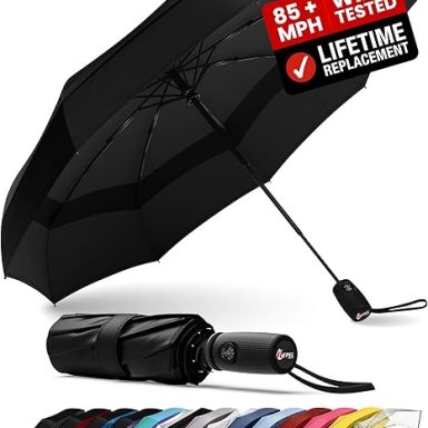 REPEL Windproof Travel Umbrella - Compact & Withstands Winds up to 85MPH , Strongest Premium Auto Folding Umbrella for Rain and Sun - Durable, Light & Portable for Women & Men , Fits Backpack & Cars